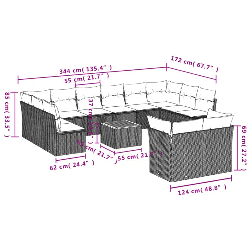 Loungebank in zwart materiaal met waterdichte tas en gepoedercoat staal - Tuinsets