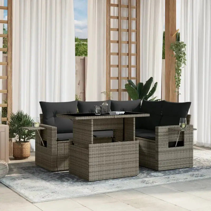Loungebank in zwart materiaal van gepoedercoat staal met ideale afmetingen - Grijs / zonder opbergruimte - Tuinsets