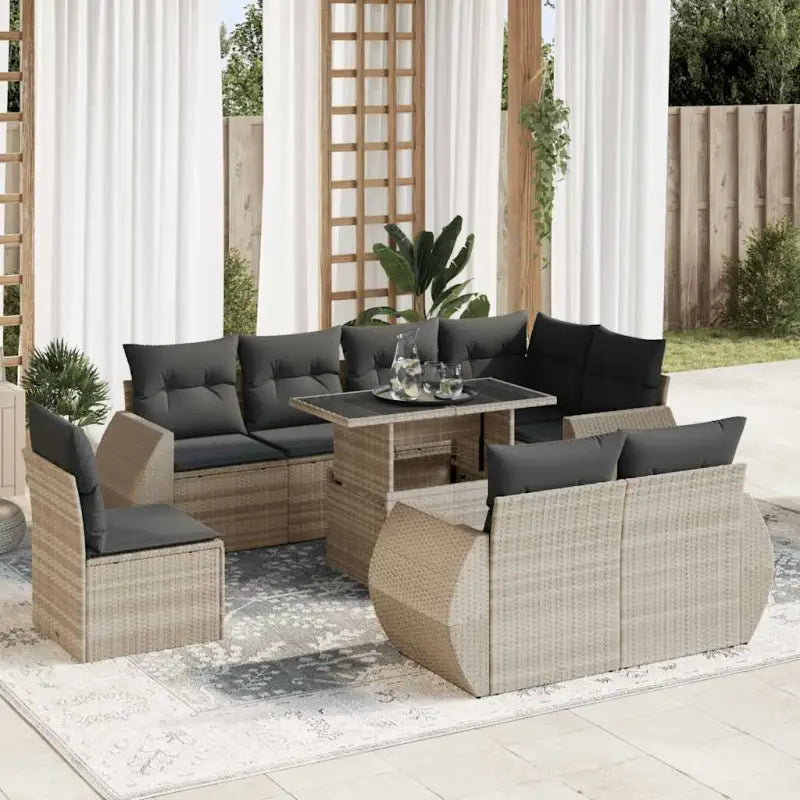 Loungebank met beige materiaal en gepoedercoat staal afmetingen - Lichtgrijs / met opbergruimte - Tuinsets