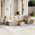 Loungebank met beige materiaal en gepoedercoat staal afmetingen - beige en crèmekleurig / 3x midden + 3x hoek