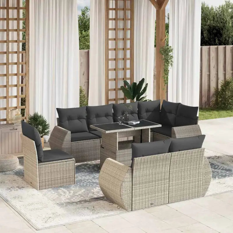 Loungebank met beige materiaal en gepoedercoat staal afmetingen - Lichtgrijs / zonder opbergruimte - Tuinsets