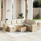 Loungebank met beige materiaal en gepoedercoat staal afmetingen - beige en crèmekleurig / 3x hoek + 3x midden