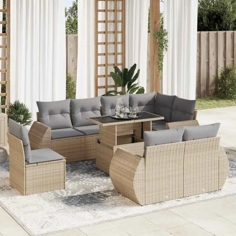 Loungebank met beige materiaal en gepoedercoat staal afmetingen - Beige en grijs / met opbergruimte - Tuinsets