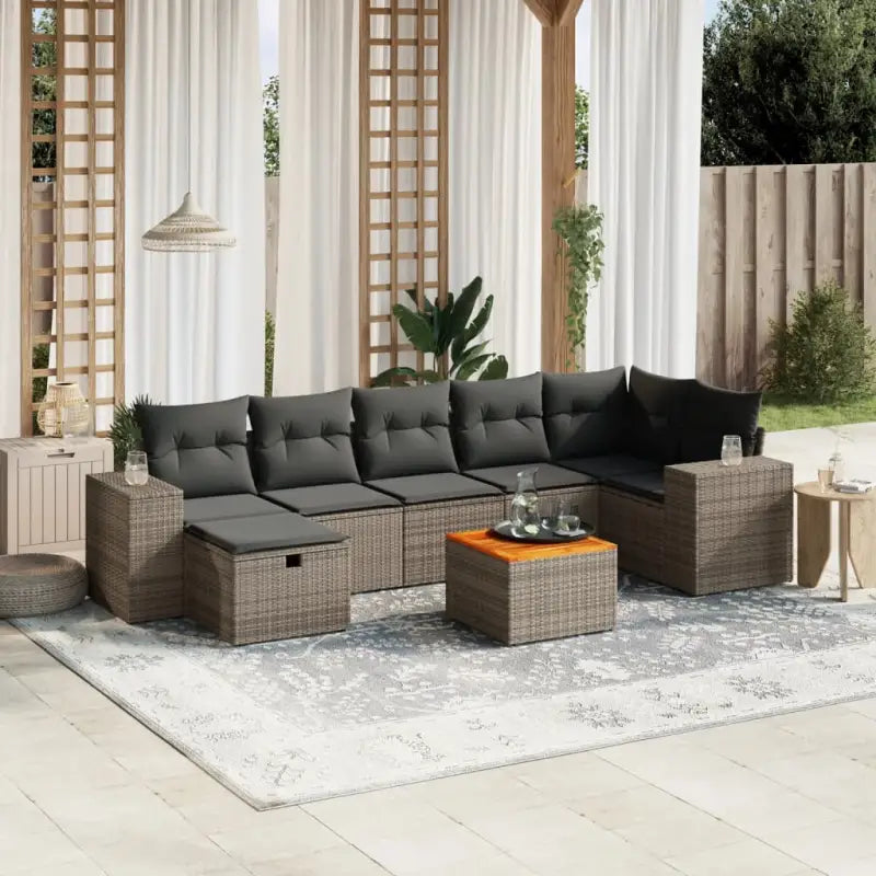 Loungebank met beige materiaal en gepoedercoat staal afmetingen - grijs en donkergrijs / 3x midden + 3x hoek