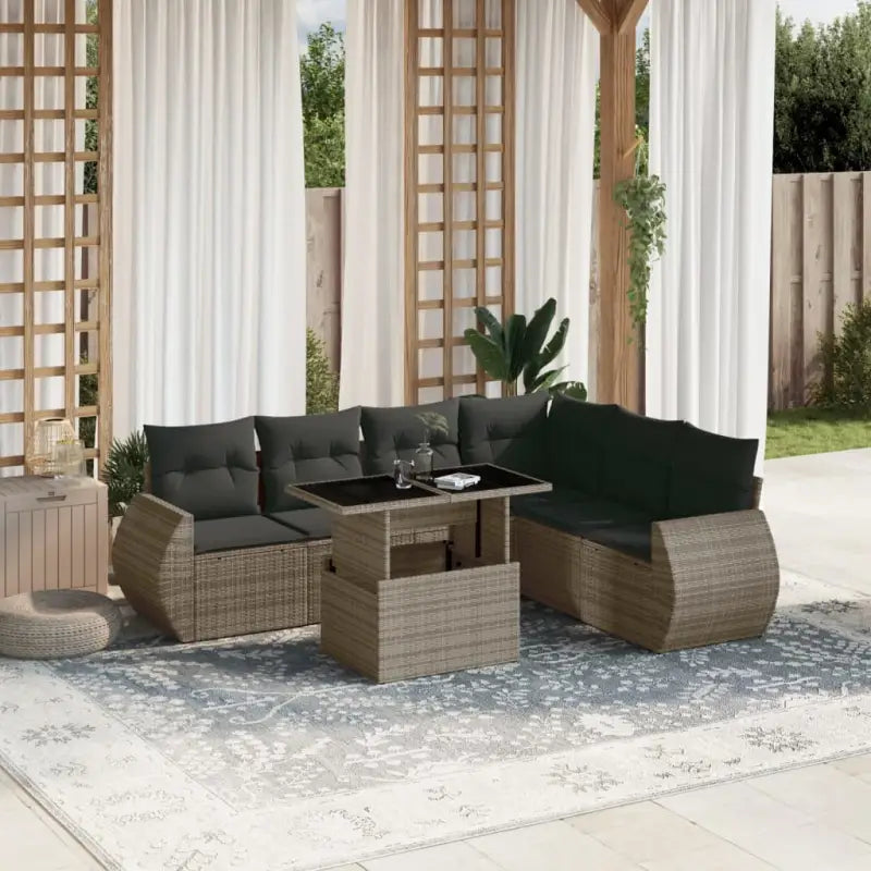 Loungebank met beige materiaal en gepoedercoat staal voor tuin en terras - Grijs / zonder opbergruimte - Tuinsets