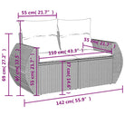 Loungebank met beige materiaal en gepoedercoat staal voor tuin en terras - Tuinsets