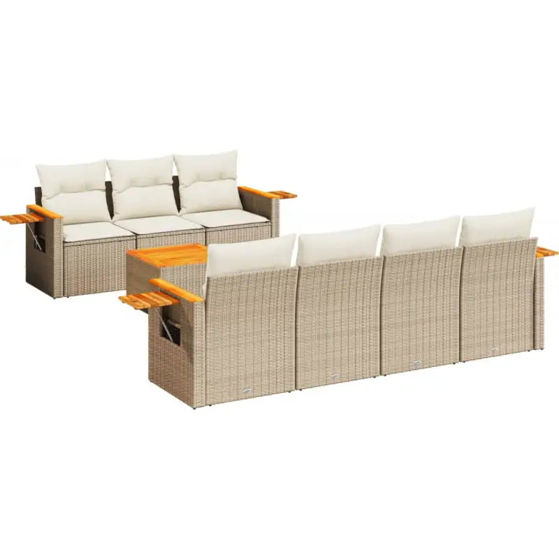 Loungebank met beige materiaal en poly rattan voor buitenplezier - beige en crèmekleurig - Tuinsets