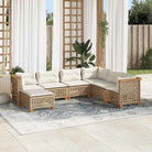 Loungebank met natuurlijke olieafwerking en zwart gepoedercoat staal - Beige / Zonder tafel / gat weven - Tuinsets