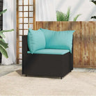 Loungebank met poly rattan en afmetingen kussen voor tuinplezier - Zwart en blauw / 1 / Hoekbank - Loungebanken