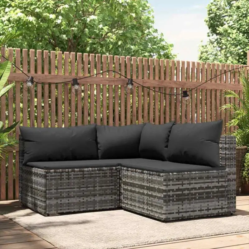 Loungebank met poly rattan en afmetingen kussen voor tuinplezier - Grijs / 1 / hoek + 2x midden - Loungebanken