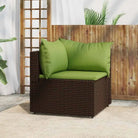 Loungebank met poly rattan en afmetingen kussen voor tuinplezier - Bruin en groen / 1 / Hoekbank - Loungebanken