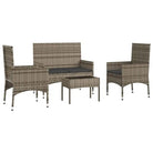 Loungebank met poly rattan en gepoedercoat staal voor in de tuin - Tuinsets