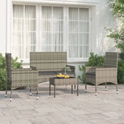 Loungebank met poly rattan en gepoedercoat staal voor in de tuin - Tuinsets