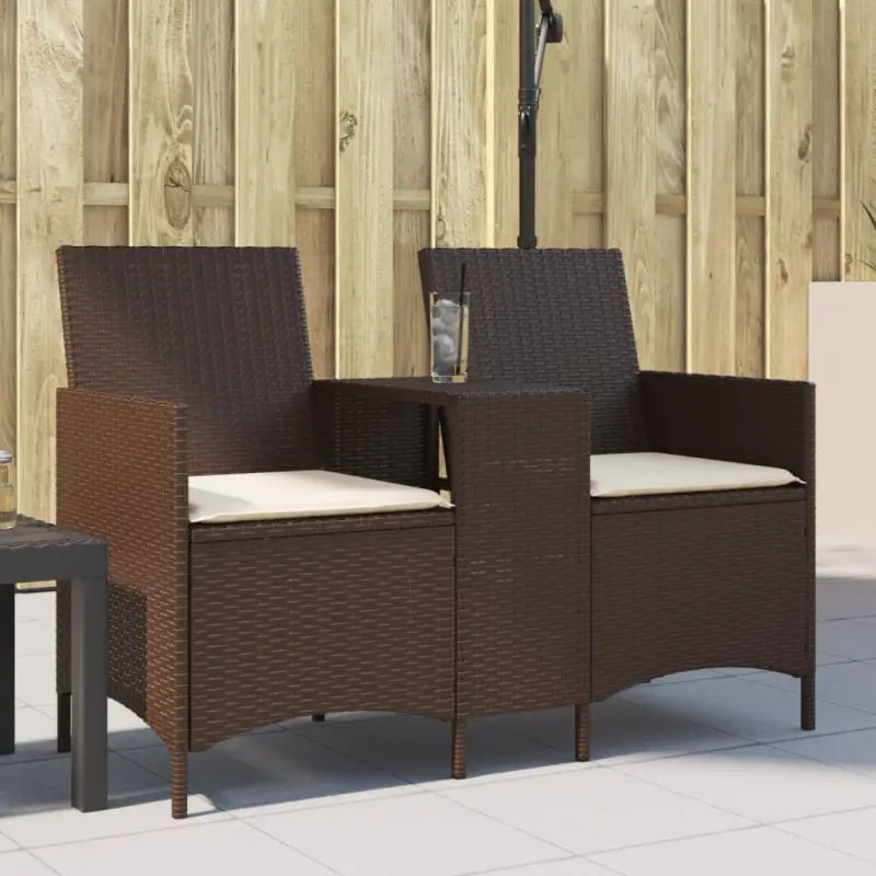 Loungebank met poly rattan en wasbare hoes voor buitenruimte - Bruin / 1 / Zonder voetenbank - Loungebanken