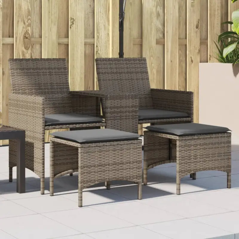 Loungebank met poly rattan en wasbare hoes voor buitenruimte - Grijs / 1 / Met voetenbank - Loungebanken