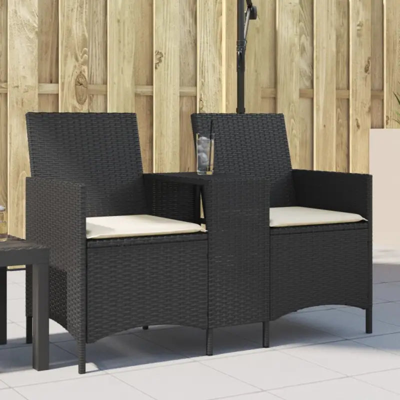 Loungebank met poly rattan en wasbare hoes voor buitenruimte - Zwart / 1 / Zonder voetenbank - Loungebanken