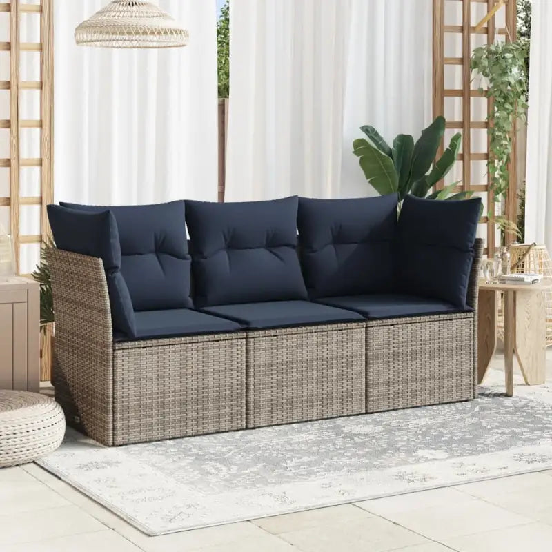Loungebank met poly rattan tuinafmeting en waterdichte tas voor buitengebruik - Grijs / Zonder tafel - Tuinsets