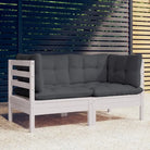 Loungebank met rug- en zijkussens van massief grenenhout - Wit / 1 - Loungebanken