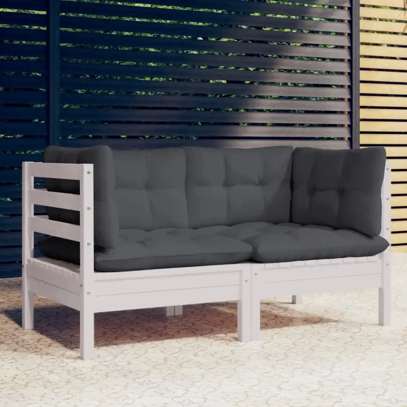 Loungebank met rug- en zijkussens van massief grenenhout - Wit / 1 - Loungebanken
