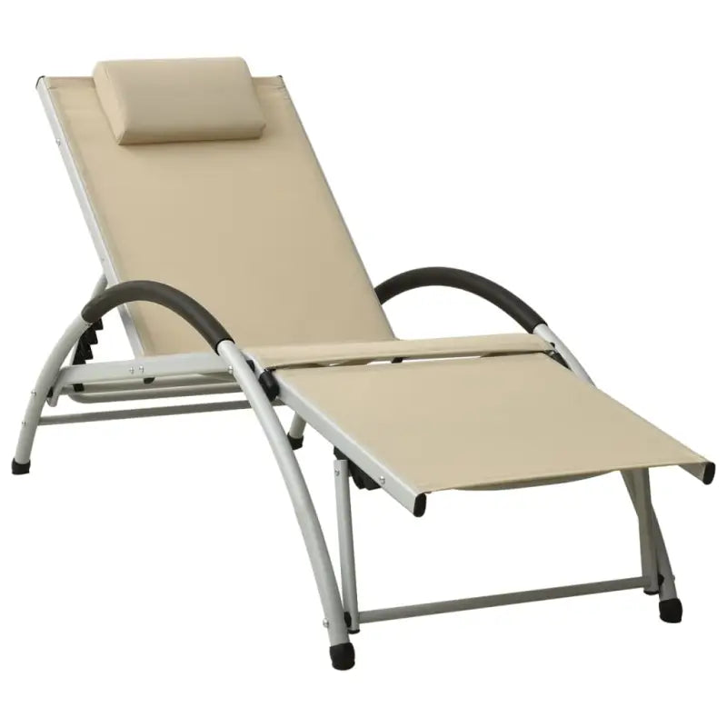 Loungebank met verstelbare rugleuning en voetensteun van aluminum - Crème / 1 - Ligstoelen