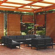 Loungebank met voetenbank en tafel van massief grenenhout - Tuinsets