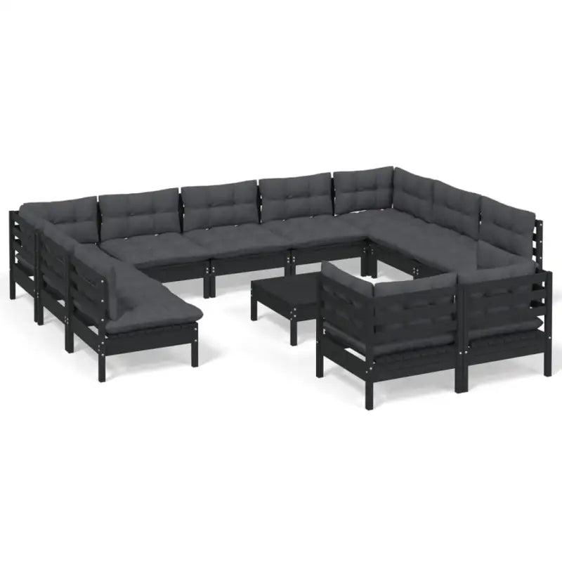 Loungebank met voetenbank en tafel van massief grenenhout - Tuinsets