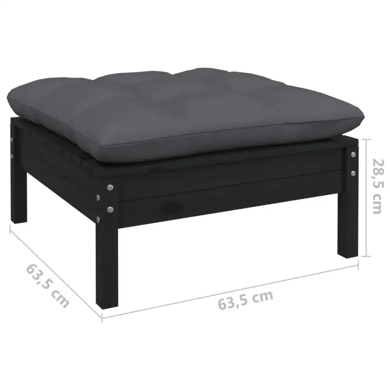 Loungebank met voetenbank en tafel van massief grenenhout - Tuinsets