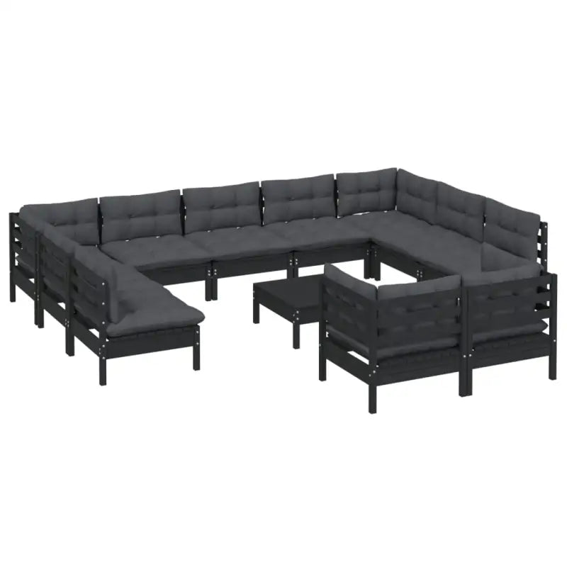 Loungebank met voetenbank en tafel van massief grenenhout - Tuinsets
