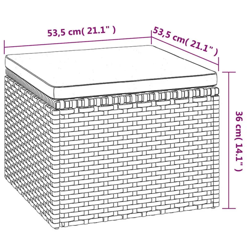 Loungebank met voetenbank van poly rattan en gepoedercoat staal zwart materiaal - Loungebanken