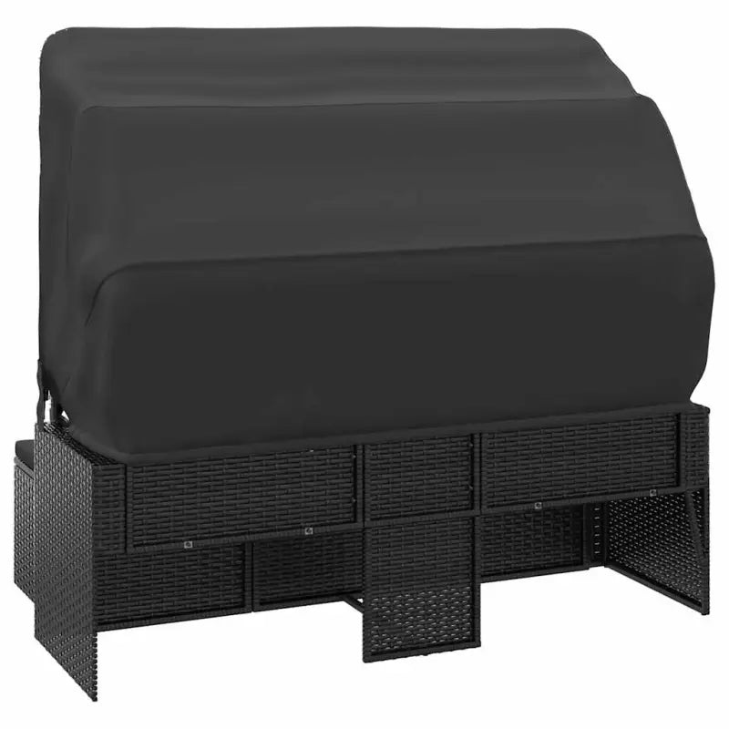 Loungebank met voetenbank van poly rattan en gepoedercoat staal zwart materiaal - Loungebanken