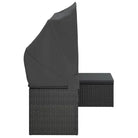 Loungebank met voetenbank van poly rattan en gepoedercoat staal zwart materiaal - Loungebanken