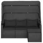 Loungebank met voetenbank van poly rattan en gepoedercoat staal zwart materiaal - Loungebanken
