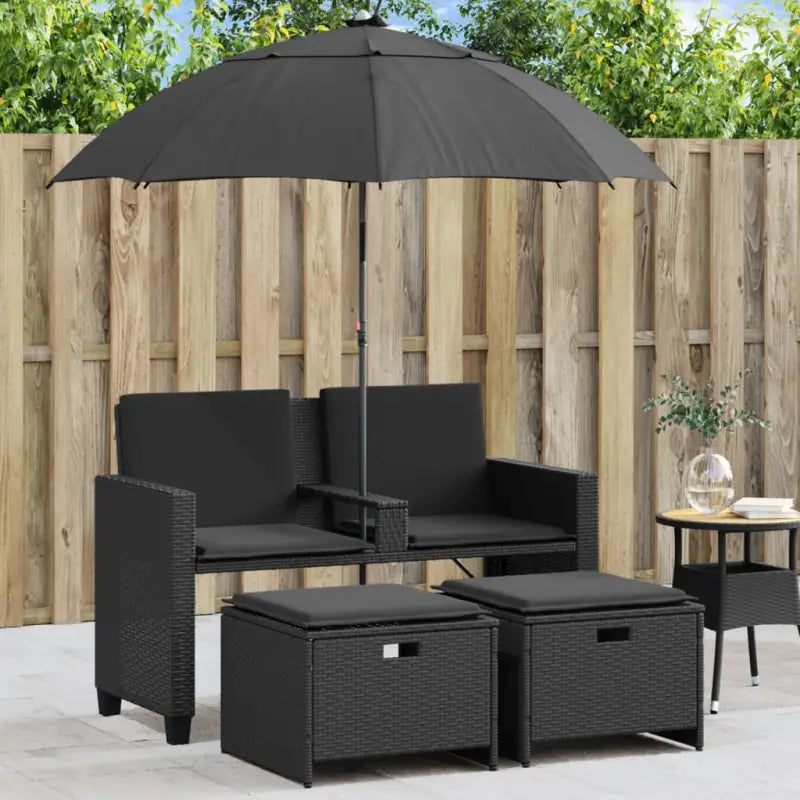Loungebank met wasbare hoes en zwart materiaal voor buitengebruik - Zwart / 1 - Loungebanken