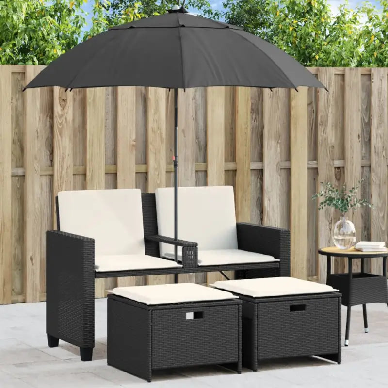 Loungebank met wasbare hoes en zwart materiaal voor buitengebruik - Zwart en crème / 1 - Loungebanken