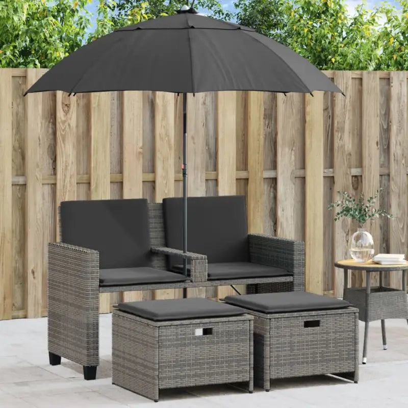 Loungebank met wasbare hoes en zwart materiaal voor buitengebruik - Grijs / 1 - Loungebanken