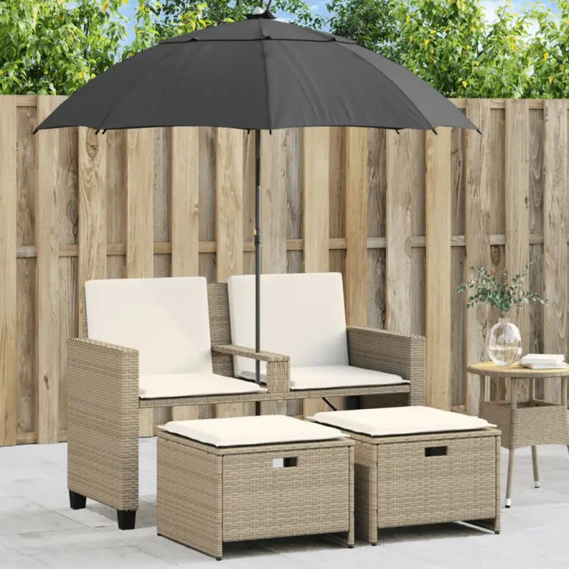 Loungebank met wasbare hoes en zwart materiaal voor buitengebruik - beige en crèmekleurig / 1 - Loungebanken