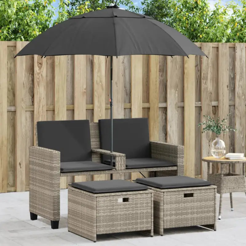 Loungebank met wasbare hoes en zwart materiaal voor buitengebruik - Lichtgrijs / 1 - Loungebanken