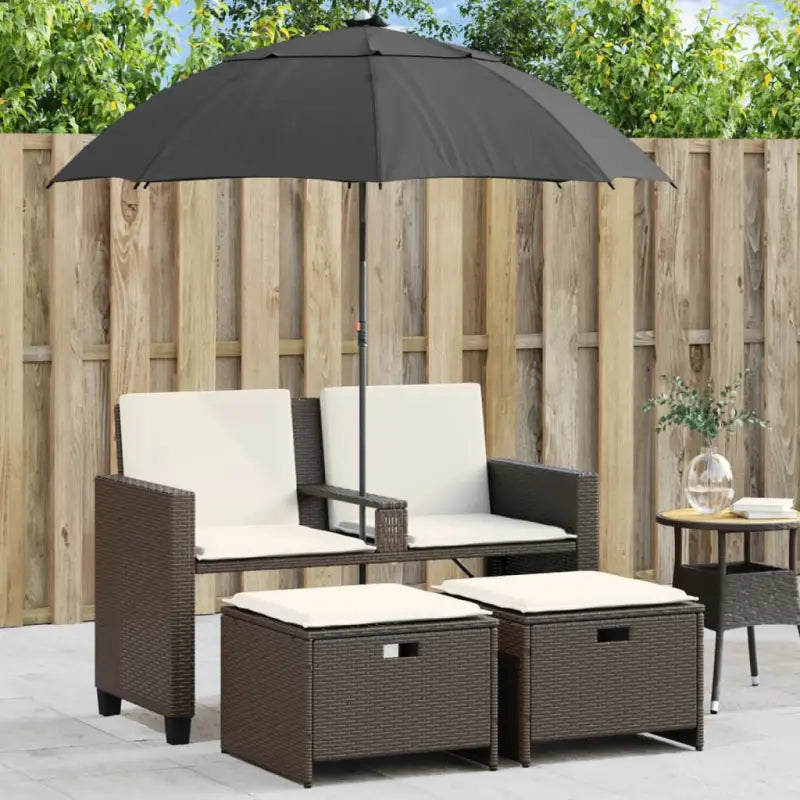 Loungebank met wasbare hoes en zwart materiaal voor buitengebruik - Bruin / 1 - Loungebanken