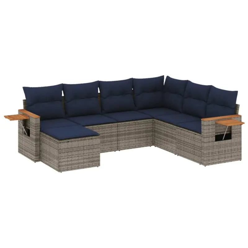 Loungebank met waterdichte tas in grijs materiaal en gepoedercoat staal - Grijs en blauw / Zonder tafel - Tuinsets
