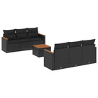 Loungebank met zwart materiaal en poly rattan voor tuin of terras - Tuinsets