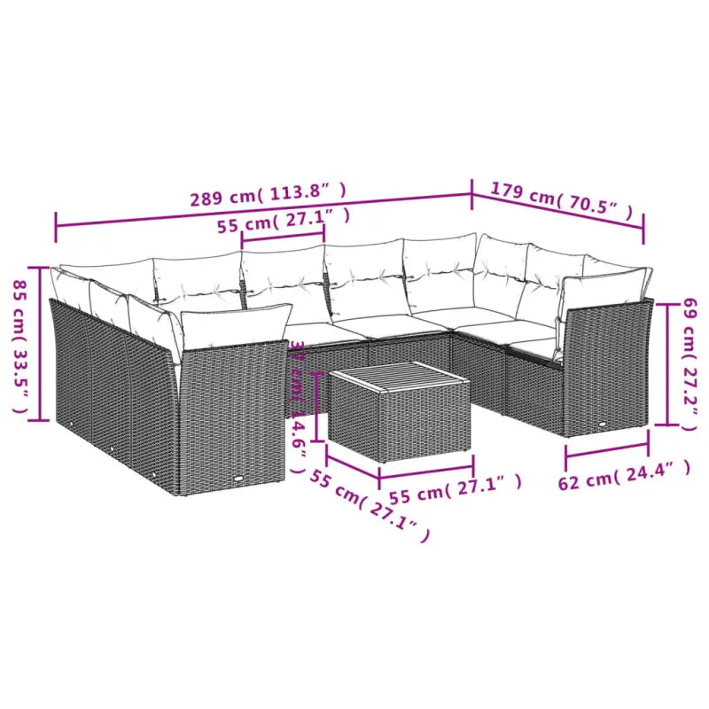 Loungebank set in beige materiaal met waterdichte tas en gepoedercoat staal - Tuinsets