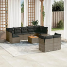 Loungebank set in beige materiaal met waterdichte tas en gepoedercoat staal - grijs en donkergrijs / 5x midden + 4x