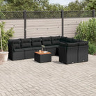 Loungebank set in beige materiaal met waterdichte tas en gepoedercoat staal - Zwart / Tafel + 4x hoek + 5x midden