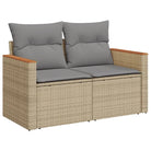 Loungebank set in gemengd beige met gepoedercoat staal en afmetingen - Tuinsets