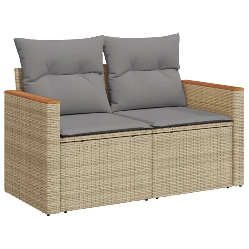 Loungebank set in gemengd beige met gepoedercoat staal en afmetingen - Tuinsets