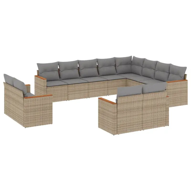 Loungebank set in gemengd beige met gepoedercoat staal en afmetingen - Tuinsets
