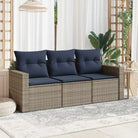 Loungebank set in zwart materiaal met gepoedercoat staal afmetingen - Beige en grijs / Zonder tafel - Tuinsets
