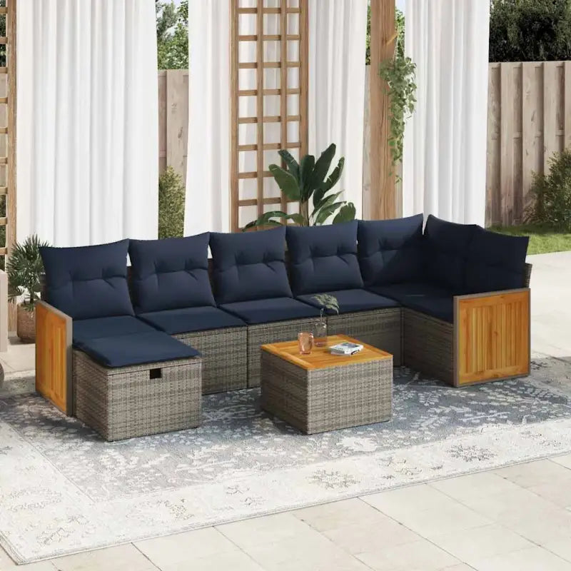 Loungebank set in zwart materiaal van gepoedercoat staal voor tuin of terras - Grijs / met opbergruimte - Tuinsets