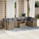Loungebank set met beige materiaal en gepoedercoat staal afmetingen - Beige en grijs / Met tafel - Tuinsets