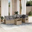 Loungebank set met beige materiaal en gepoedercoat staal afmetingen - Beige en grijs / Met tafel - Tuinsets
